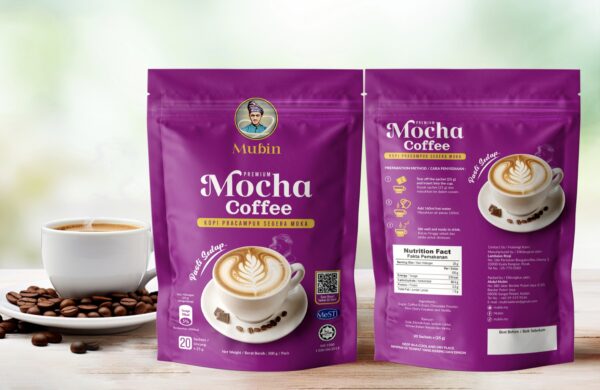 MUBIN Mocha / Latte / Vanilo Coklat Vanila Coffee (20 sachets x 25g) Kopi Sedap HALAL - Image 2